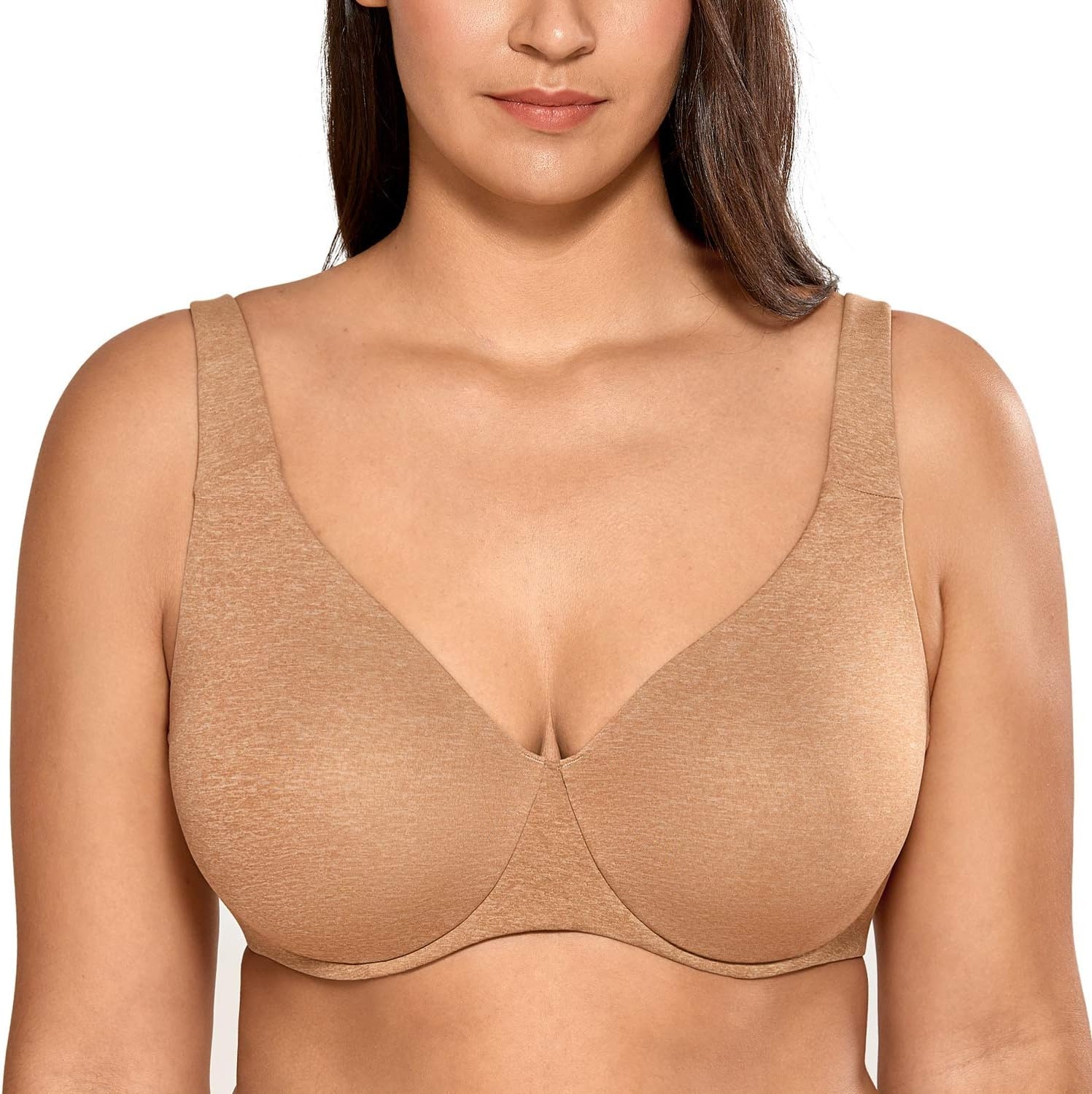 image:imageDELIMIRA Minimizer Bras for Women Full Coverage Plus Size Underwire Unlined Supportive Seamless BraChanterelle