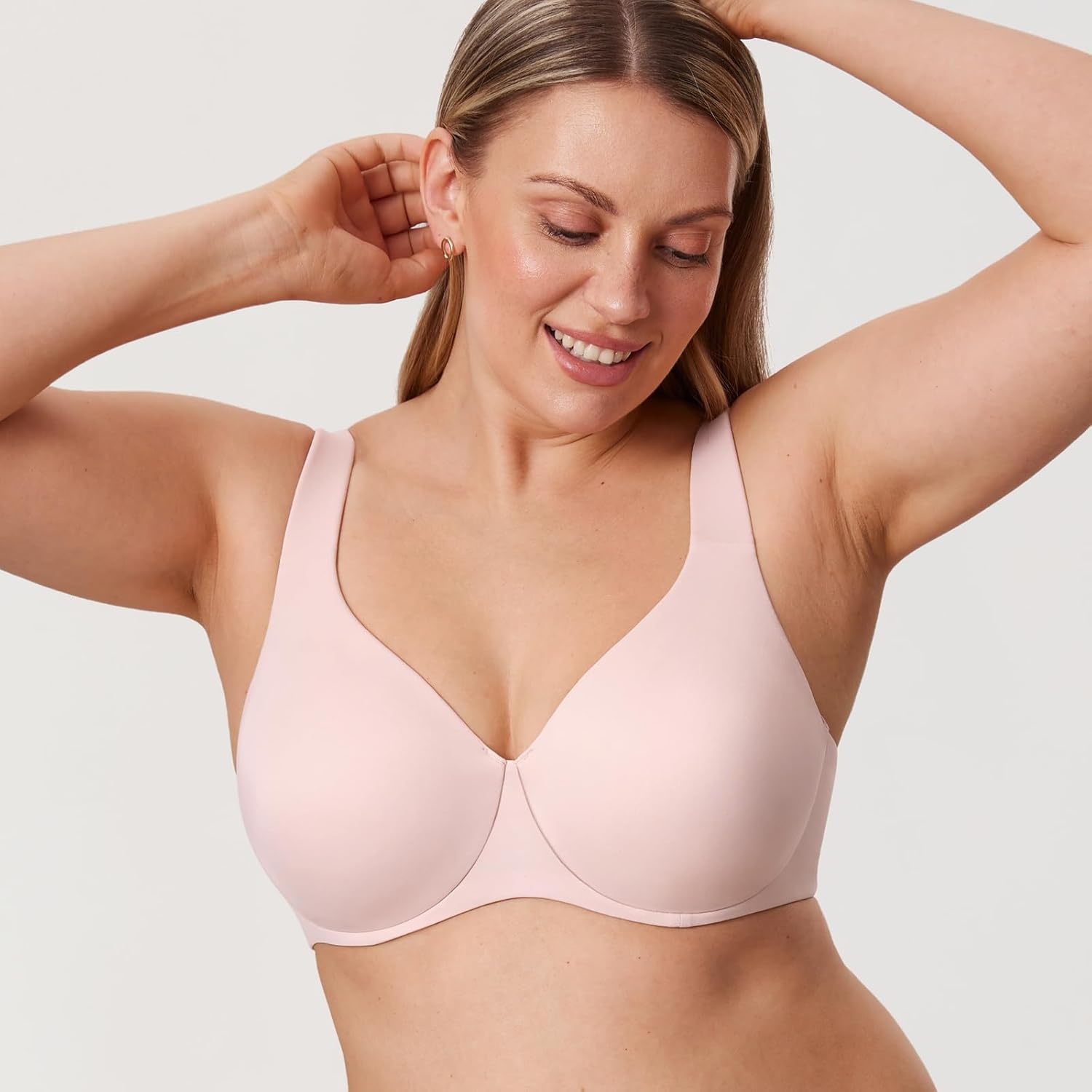 image:imageDELIMIRA Minimizer Bras for Women Full Coverage Plus Size Underwire Unlined Supportive Seamless BraGentle Rose