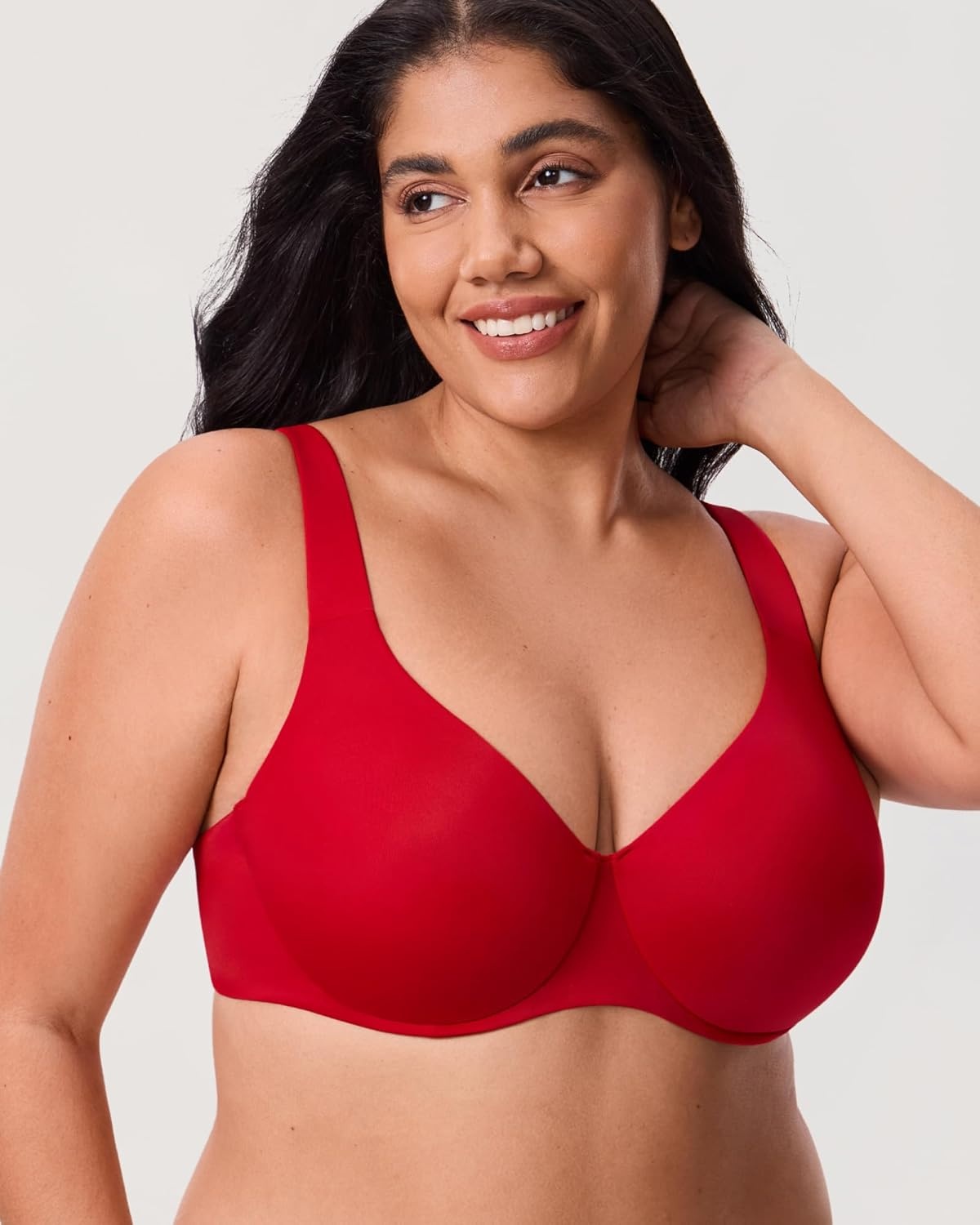 image:imageDELIMIRA Minimizer Bras for Women Full Coverage Plus Size Underwire Unlined Supportive Seamless BraLipstick Red