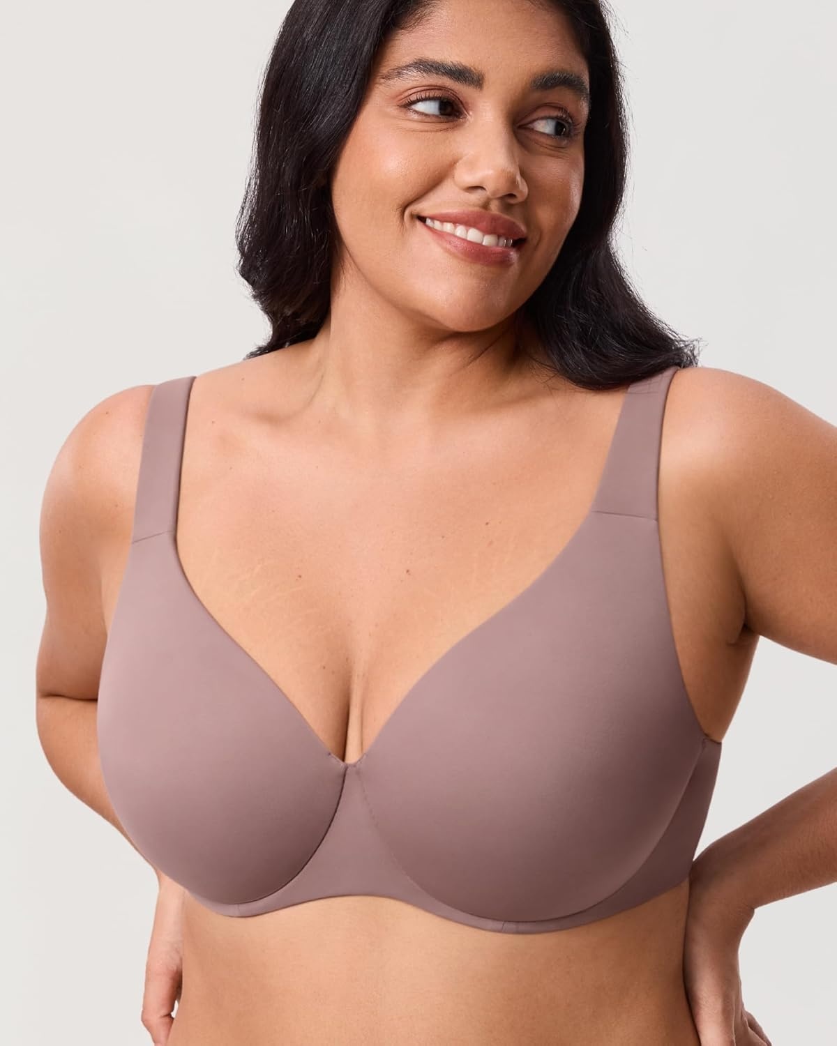 image:imageDELIMIRA Minimizer Bras for Women Full Coverage Plus Size Underwire Unlined Supportive Seamless BraMochaccino