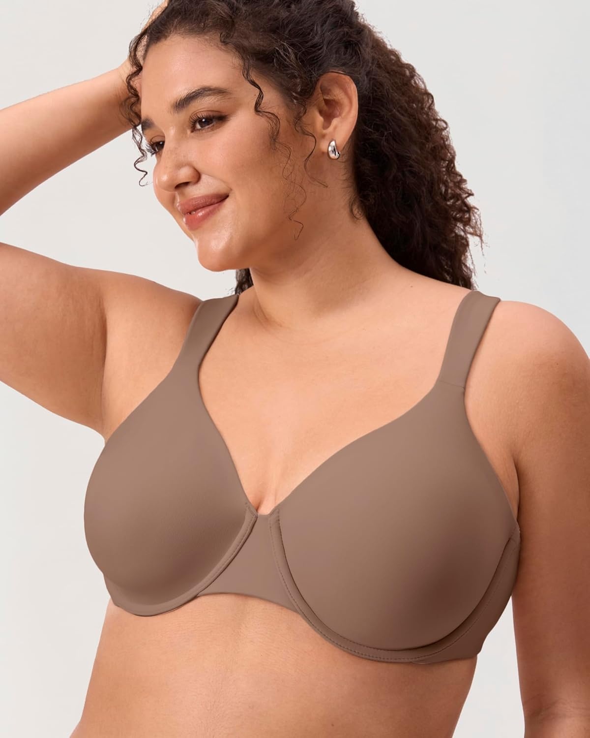 image:imageDELIMIRA Womens Inbarely Lift Full Coverage Bras Plus Size Unlined Supportive T Shirt Underwire Seamless BraBrown Purple
