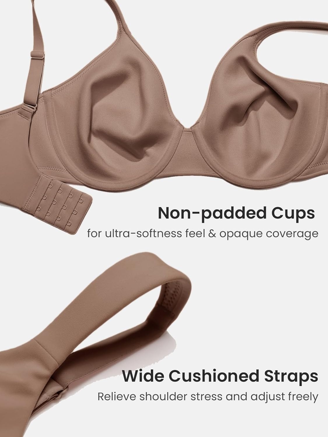image:imageDELIMIRA Womens Inbarely Lift Full Coverage Bras Plus Size Unlined Supportive T Shirt Underwire Seamless BraBrown Purple
