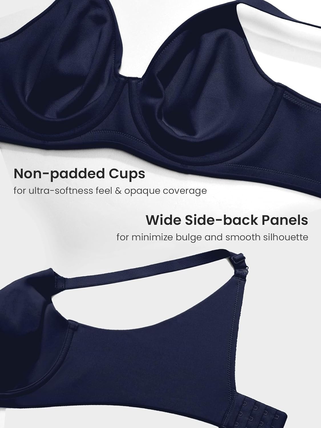 image:imageDELIMIRA Womens Inbarely Lift Full Coverage Bras Plus Size Unlined T Shirt Underwire Seamless Bra Back SmoothingDeep Ocean Blue