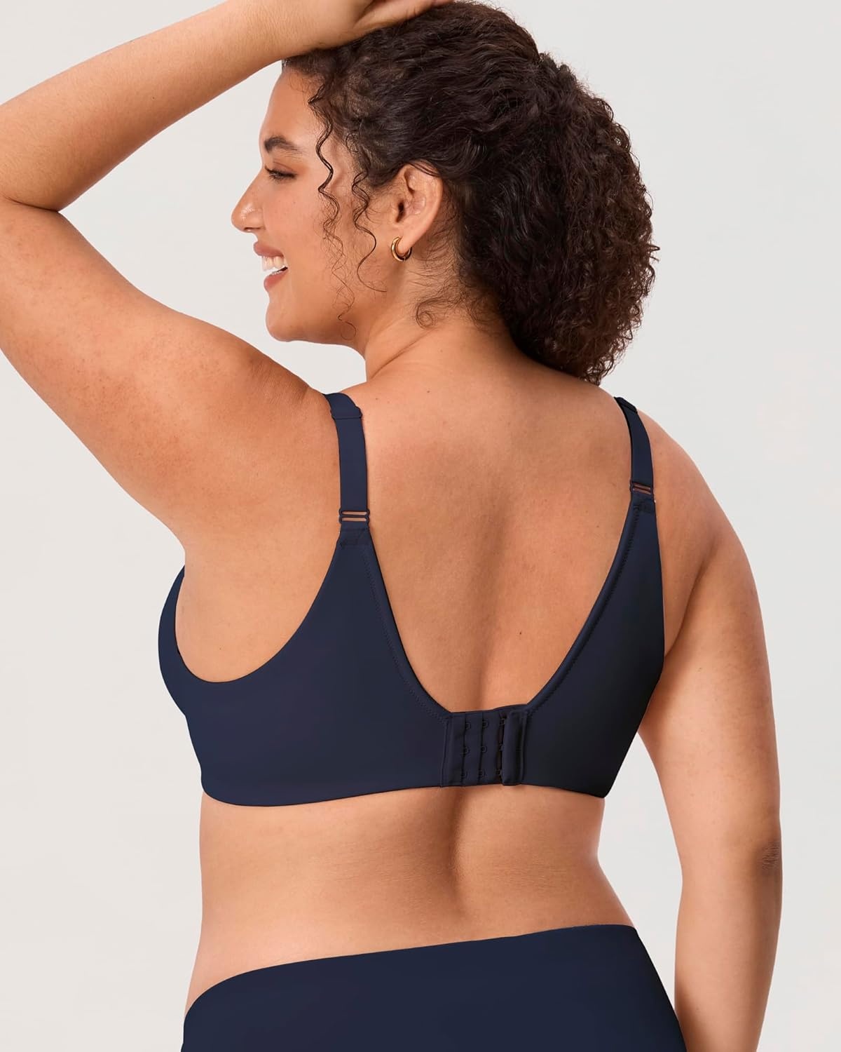 image:imageDELIMIRA Womens Inbarely Lift Full Coverage Bras Plus Size Unlined T Shirt Underwire Seamless Bra Back SmoothingDeep Ocean Blue