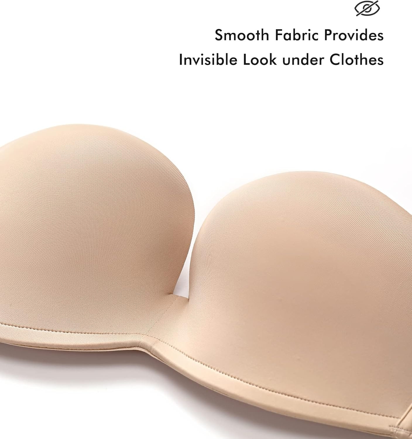 image:imageDELIMIRA Womens Strapless Bra Plunge Push Up for Big Busted Seamless Slightly Lined Support Lift Plus Size InvisibleBeige