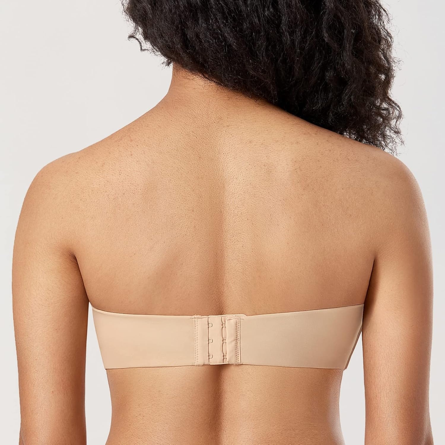 image:imageDELIMIRA Womens Strapless Bra Plunge Push Up for Big Busted Seamless Slightly Lined Support Lift Plus Size InvisibleBeige