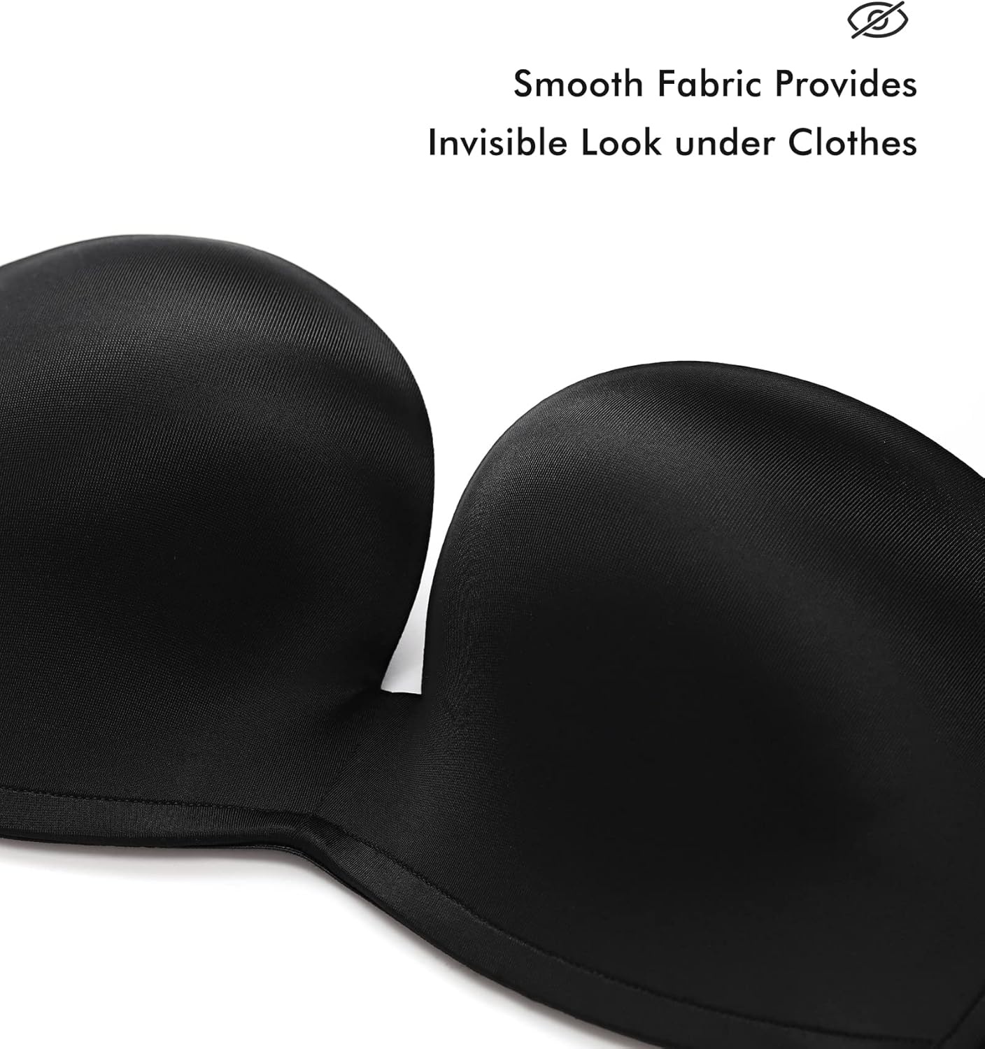 image:imageDELIMIRA Womens Strapless Bra Plunge Push Up for Big Busted Seamless Slightly Lined Support Lift Plus Size InvisibleBlack