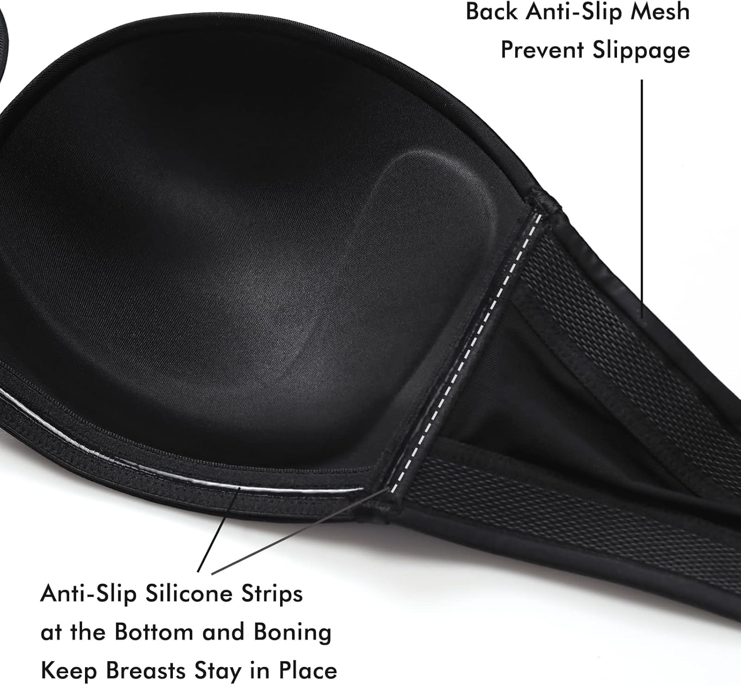 image:imageDELIMIRA Womens Strapless Bra Plunge Push Up for Big Busted Seamless Slightly Lined Support Lift Plus Size InvisibleBlack