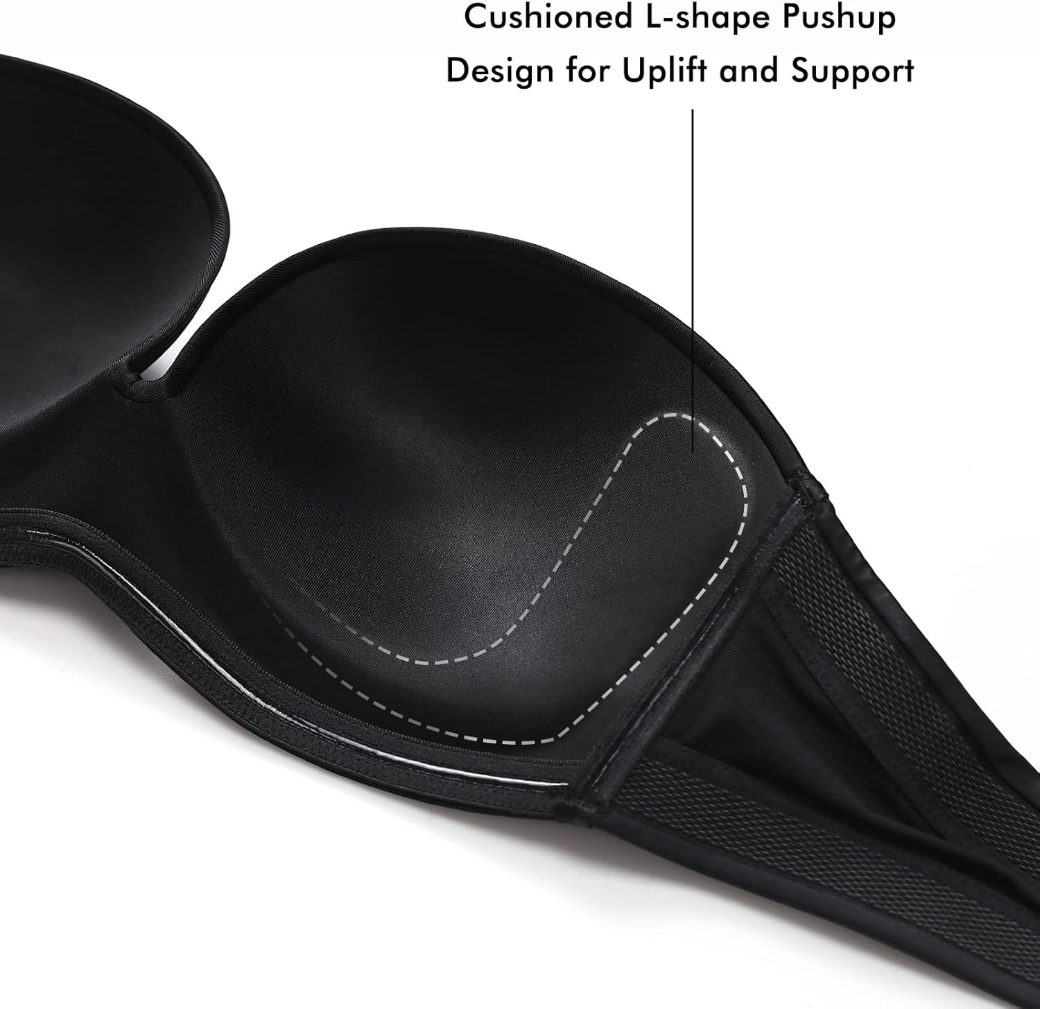 image:imageDELIMIRA Womens Strapless Bra Plunge Push Up for Big Busted Seamless Slightly Lined Support Lift Plus Size InvisibleBlack