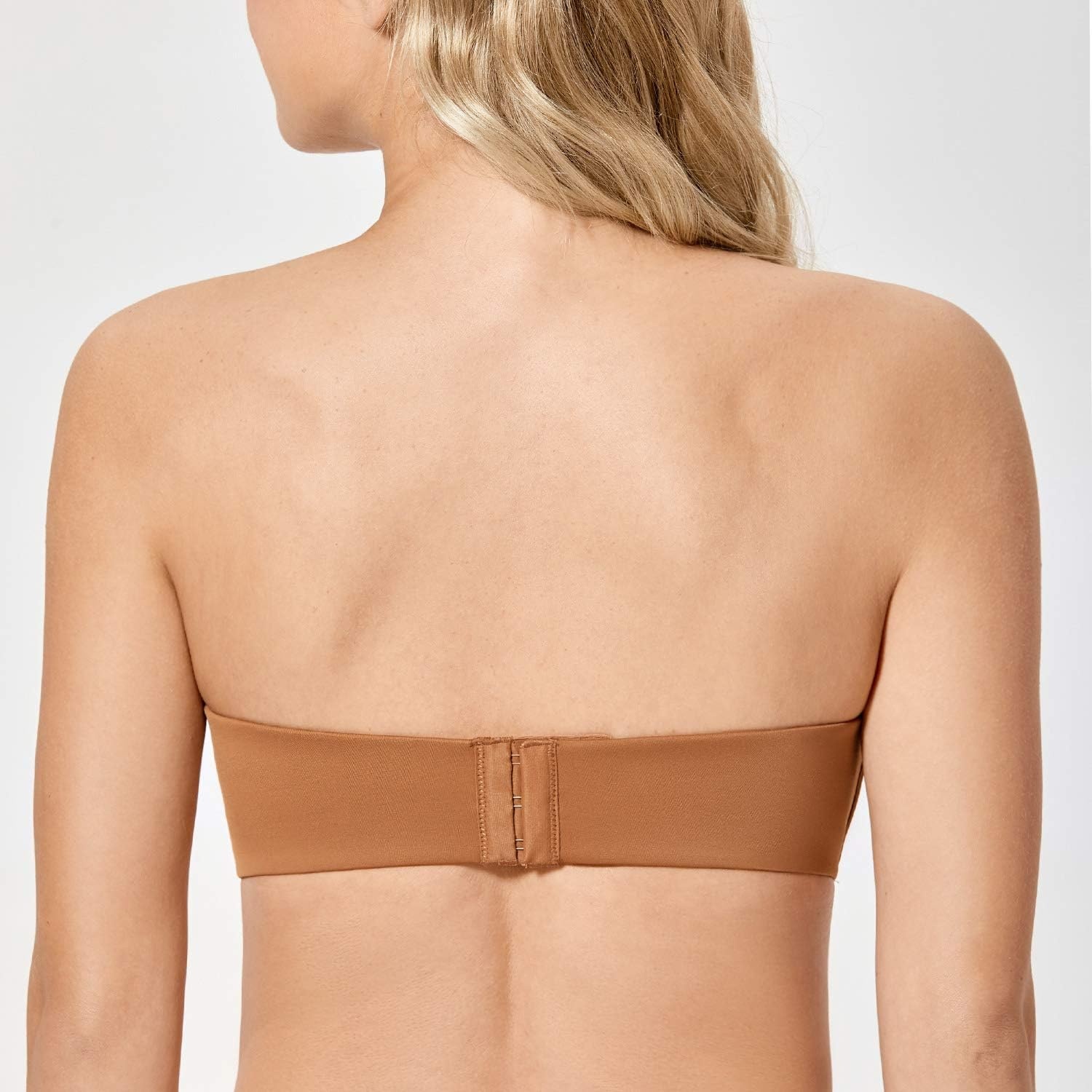 image:imageDELIMIRA Womens Strapless Bra Plunge Push Up for Big Busted Seamless Slightly Lined Support Lift Plus Size InvisibleNutmeg Brown