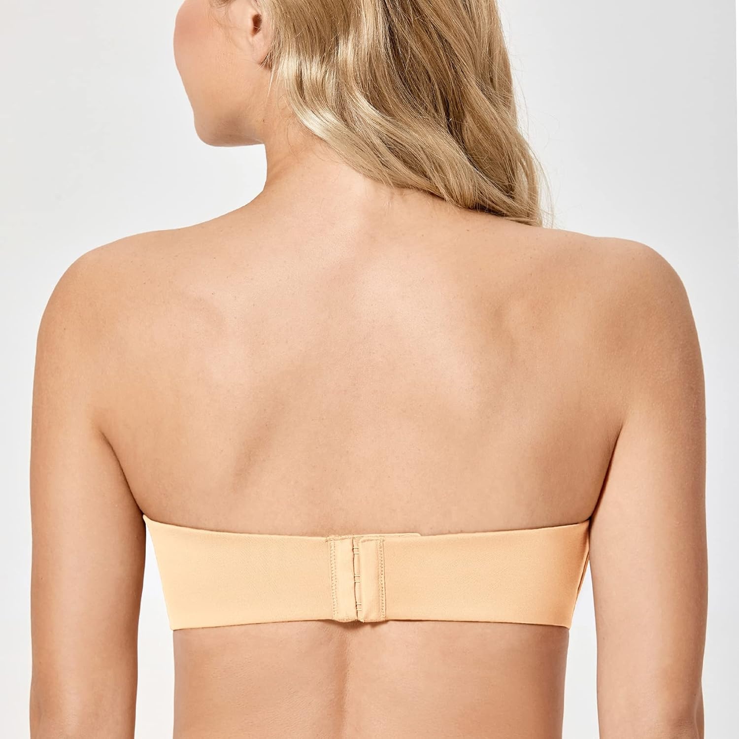 image:imageDELIMIRA Womens Strapless Bra Plunge Push Up for Big Busted Seamless Slightly Lined Support Lift Plus Size InvisiblePeach Dew