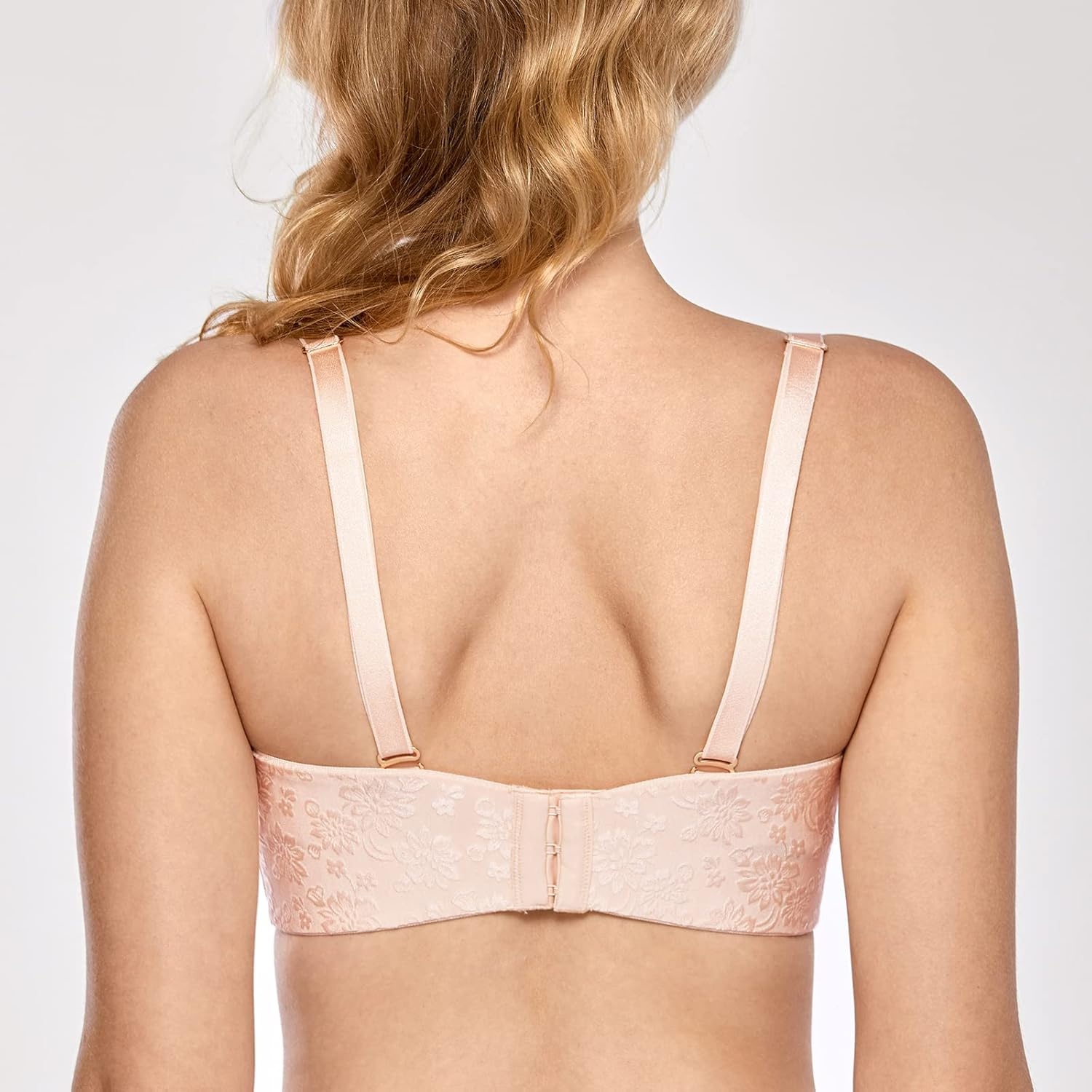 image:imageDELIMIRA Womens Strapless Jacquard Minimizer Bra Plus Size Underwire NonPaddedApricot Pink