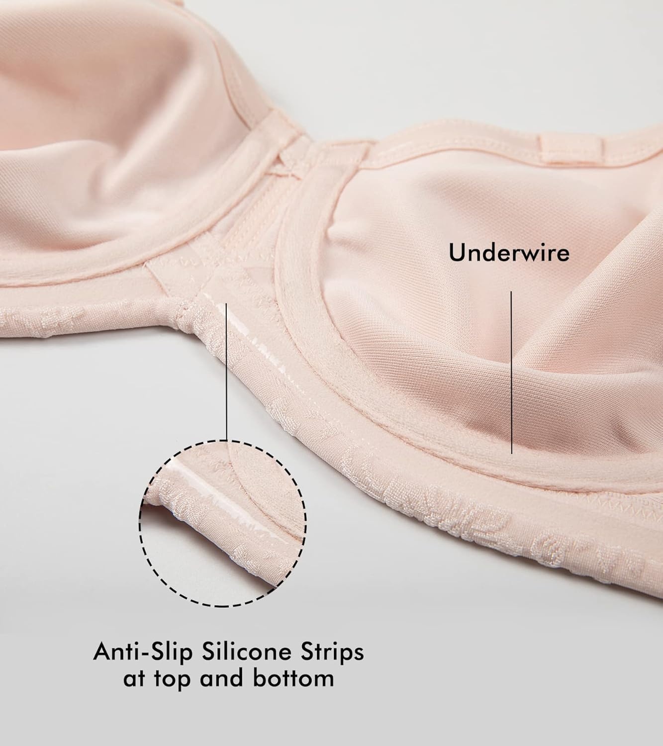 image:imageDELIMIRA Womens Strapless Jacquard Minimizer Bra Plus Size Underwire NonPaddedApricot Pink
