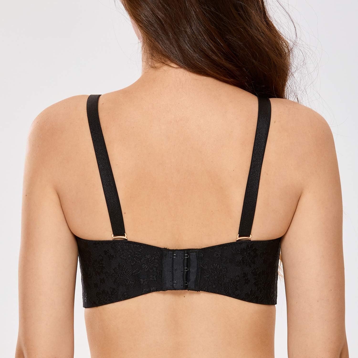 image:imageDELIMIRA Womens Strapless Jacquard Minimizer Bra Plus Size Underwire NonPaddedBlack