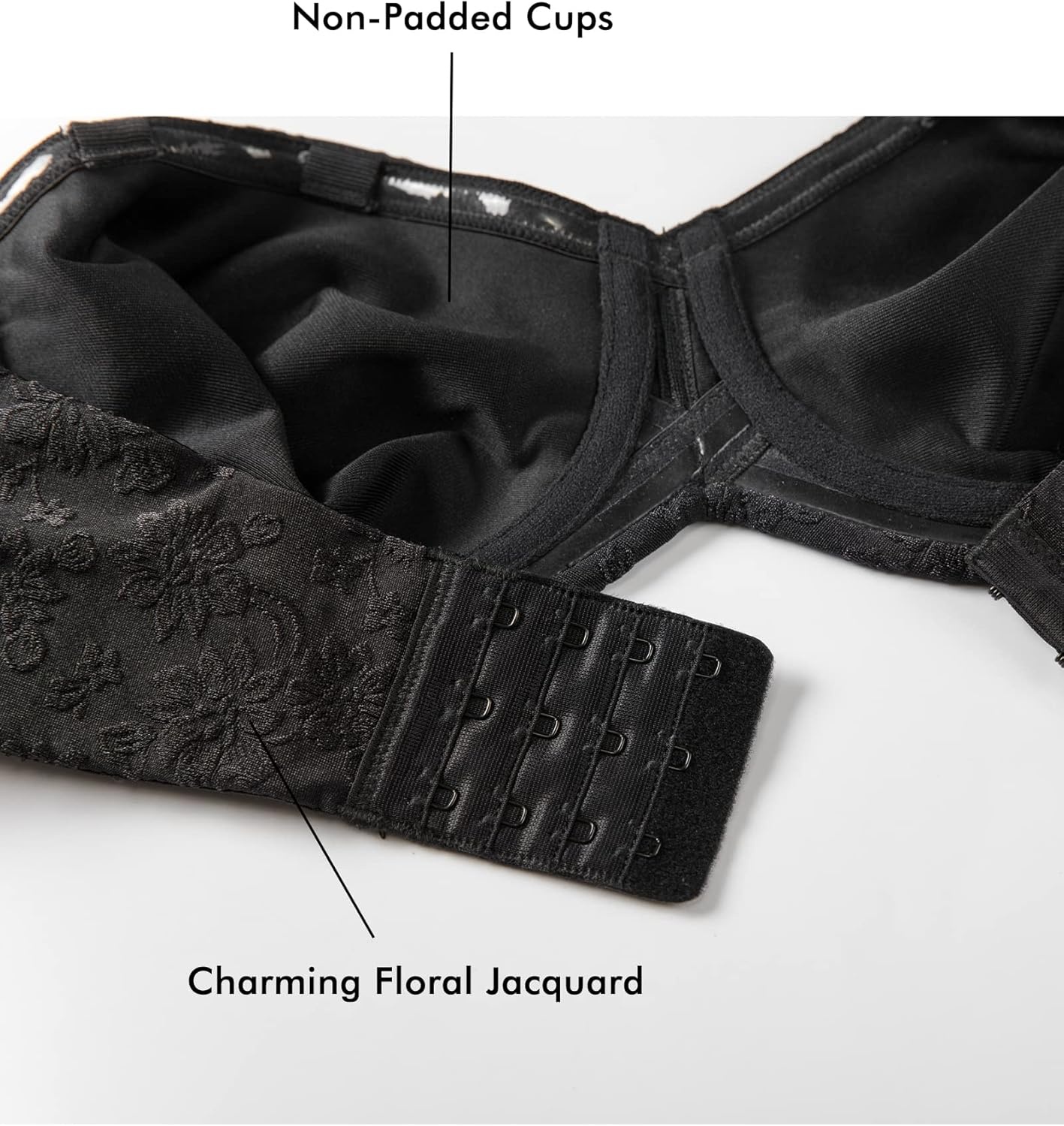 image:imageDELIMIRA Womens Strapless Jacquard Minimizer Bra Plus Size Underwire NonPaddedBlack