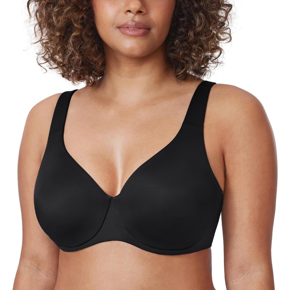 image:imageDELIMIRA Minimizer Bras for Women Full Coverage Plus Size Underwire Unlined Supportive Seamless BraBlack