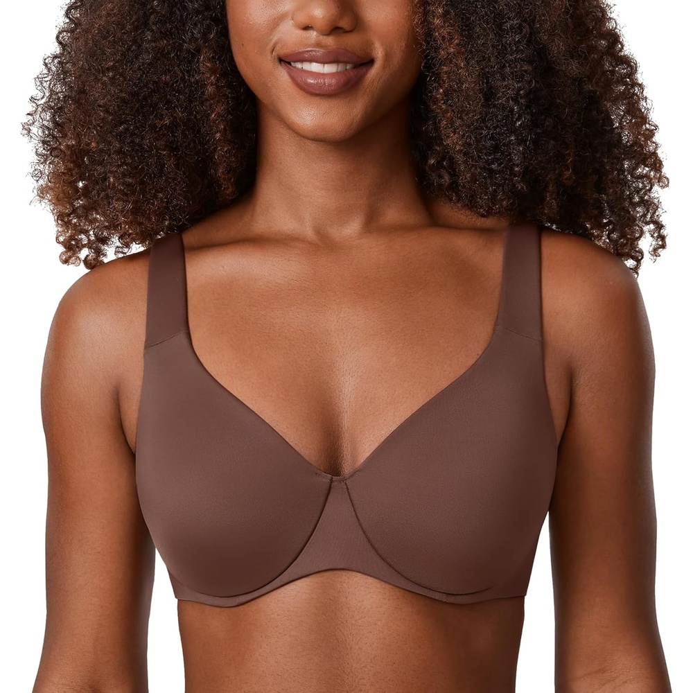 image:imageDELIMIRA Minimizer Bras for Women Full Coverage Plus Size Underwire Unlined Supportive Seamless BraBrown Violet
