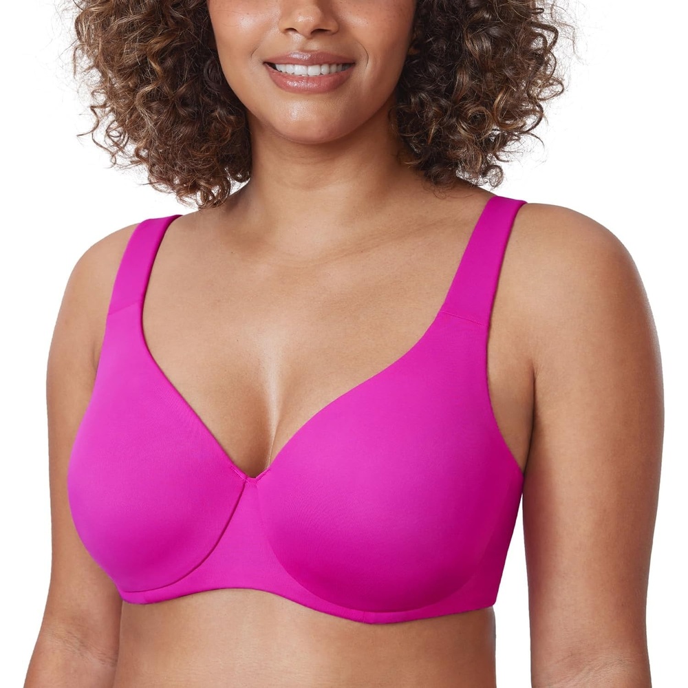 image:imageDELIMIRA Minimizer Bras for Women Full Coverage Plus Size Underwire Unlined Supportive Seamless BraRose Purple