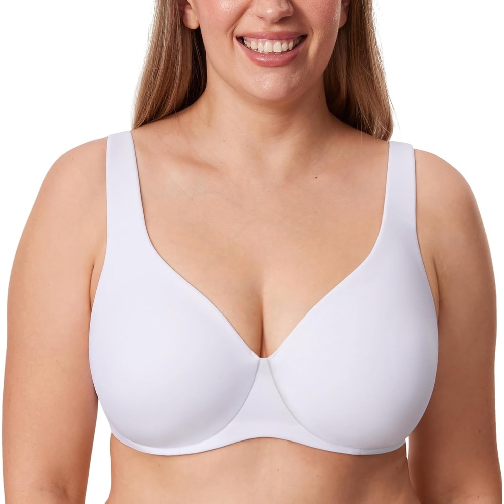 image:imageDELIMIRA Minimizer Bras for Women Full Coverage Plus Size Underwire Unlined Supportive Seamless BraWhite
