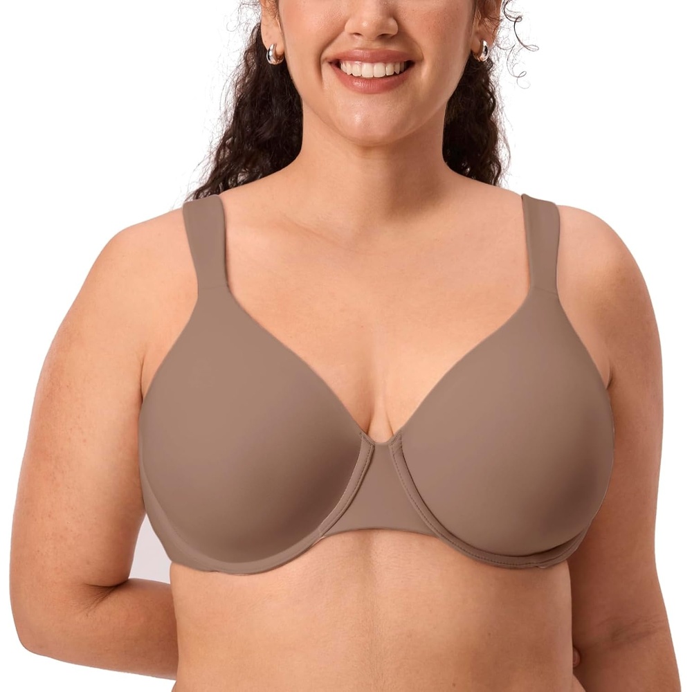 image:imageDELIMIRA Womens Inbarely Lift Full Coverage Bras Plus Size Unlined Supportive T Shirt Underwire Seamless BraBrown Purple