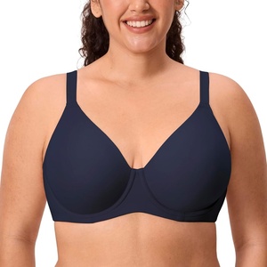 image:imageDELIMIRA Womens Inbarely Lift Full Coverage Bras Plus Size Unlined T Shirt Underwire Seamless Bra Back SmoothingDeep Ocean Blue