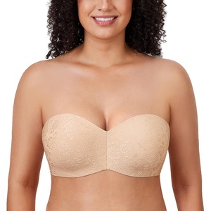 image:imageDELIMIRA Womens Strapless Jacquard Minimizer Bra Plus Size Underwire NonPaddedBeige