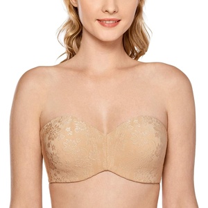 image:imageDELIMIRA Womens Strapless Jacquard Minimizer Bra Plus Size Underwire NonPaddedTaupe Tan