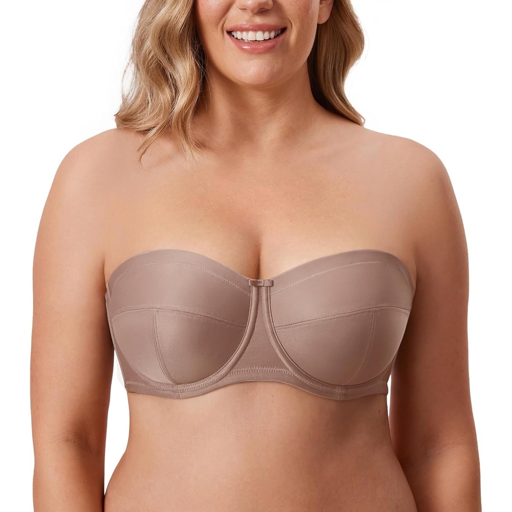 image:imageDELIMIRA Womens Strapless Bra Plus Size Underwire Convertible Non PaddedBrick