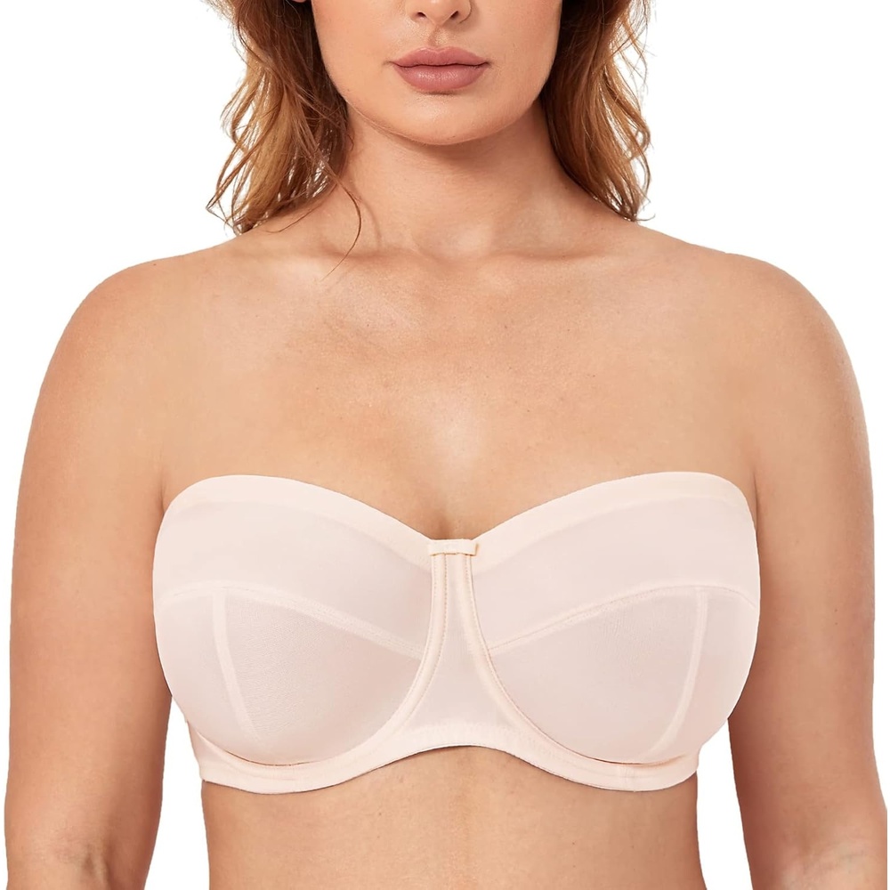 image:imageDELIMIRA Womens Strapless Bra Plus Size Underwire Convertible Non PaddedRose White