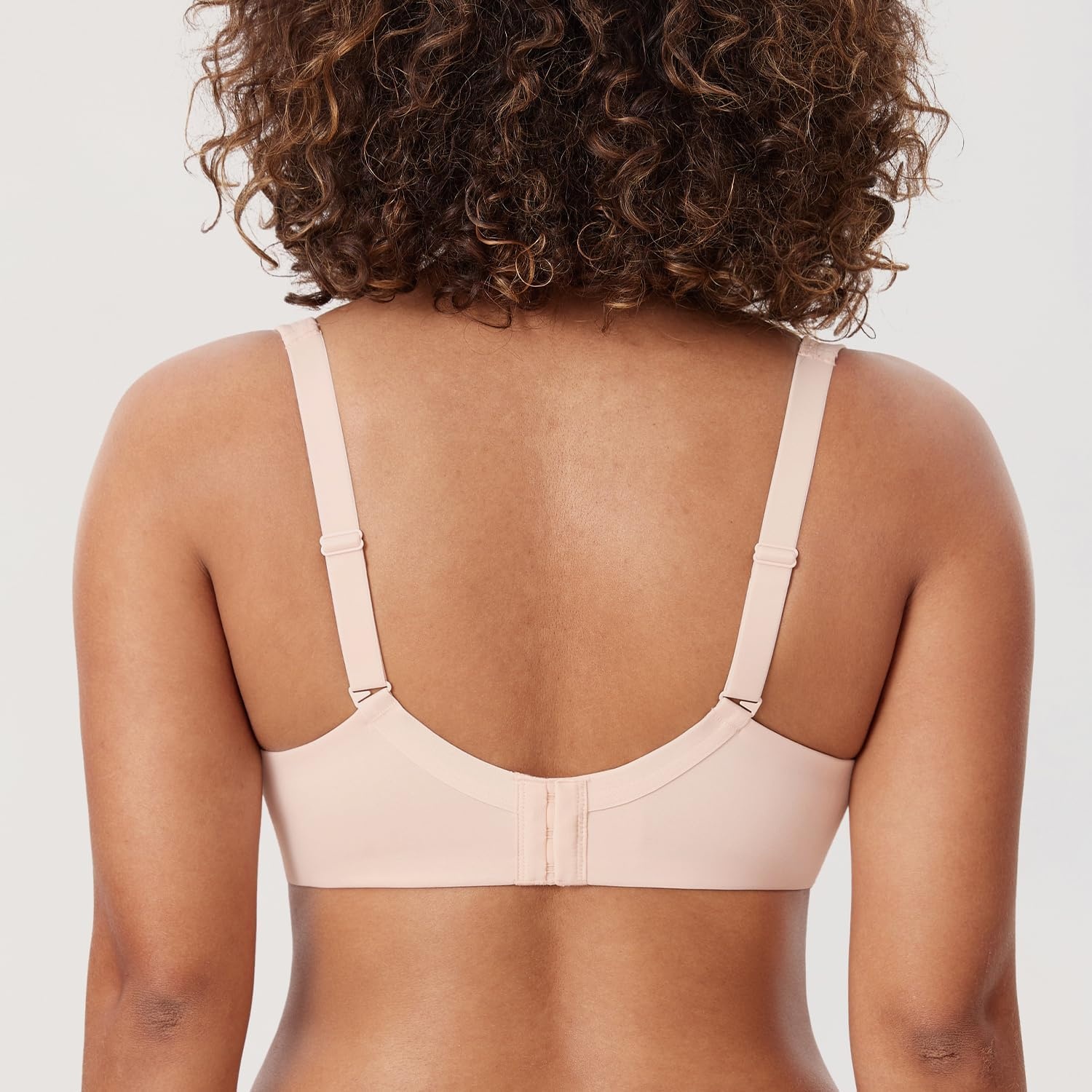 image:imageDELIMIRA Womens Balconette Bra Full Coverage Plus Size Tshirt Underwire Back Smoothing Seamless BrasApricot Pink