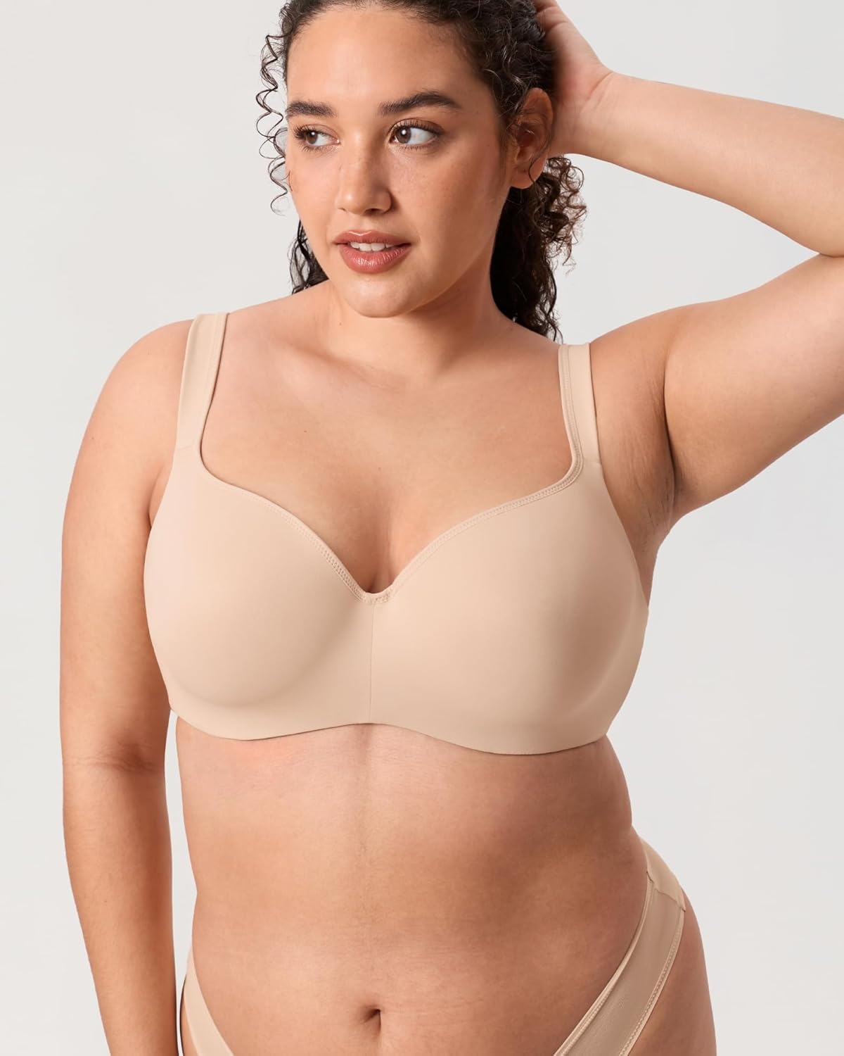image:imageDELIMIRA Womens Balconette Bra Full Coverage Plus Size Tshirt Underwire Back Smoothing Seamless BrasBeige