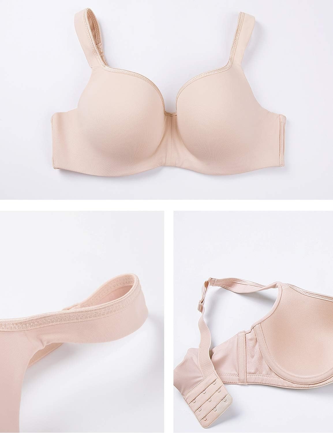 image:imageDELIMIRA Womens Balconette Bra Full Coverage Plus Size Tshirt Underwire Back Smoothing Seamless BrasBeige