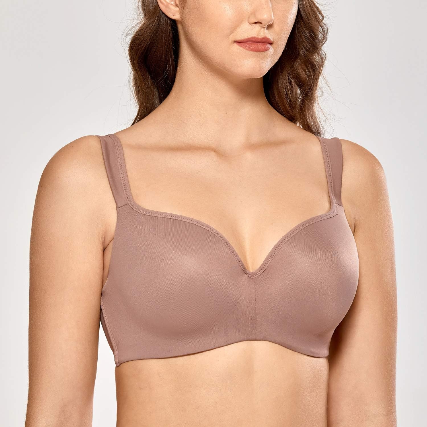 image:imageDELIMIRA Womens Balconette Bra Full Coverage Plus Size Tshirt Underwire Back Smoothing Seamless BrasMochaccino