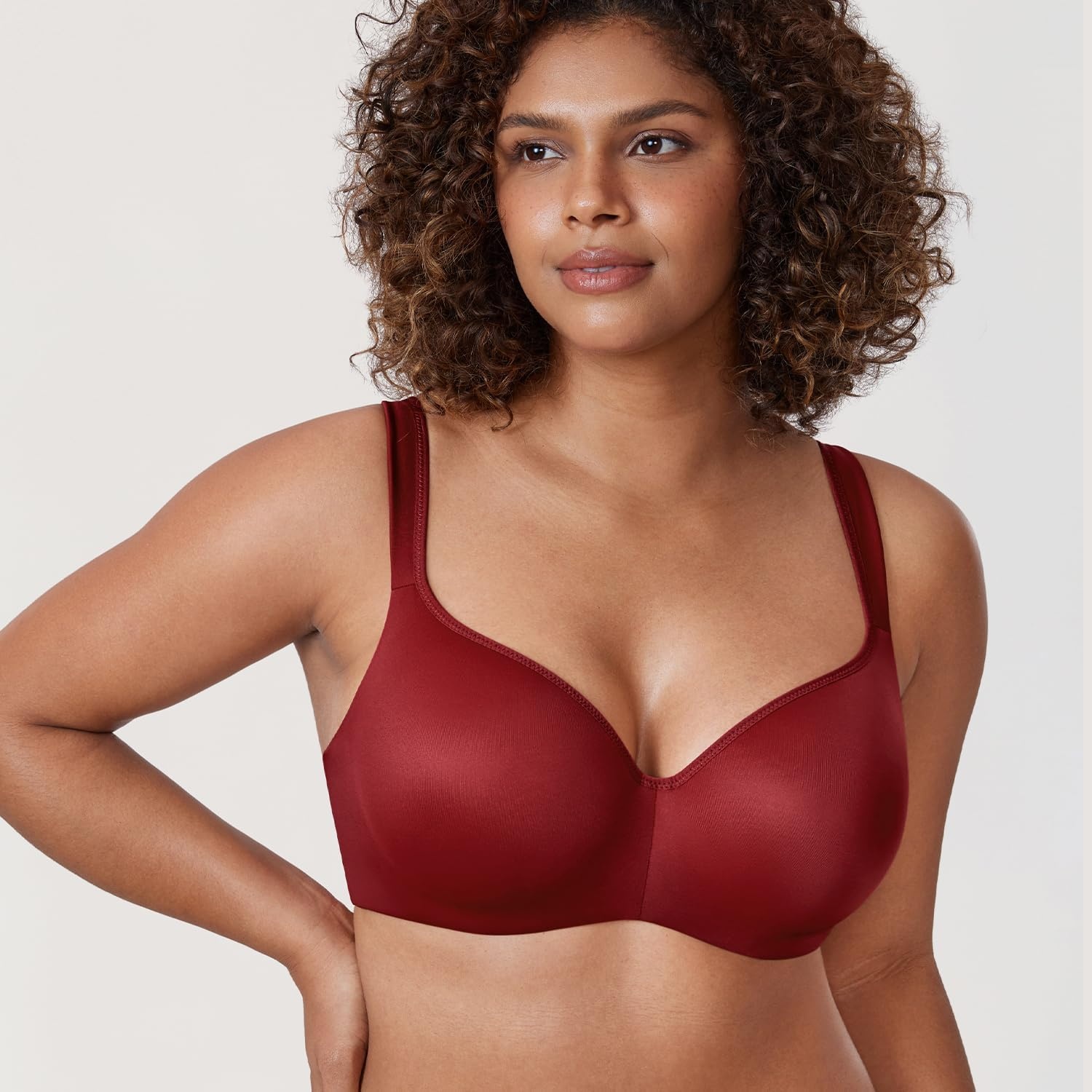 image:imageDELIMIRA Womens Balconette Bra Full Coverage Plus Size Tshirt Underwire Back Smoothing Seamless BrasRed Revelry