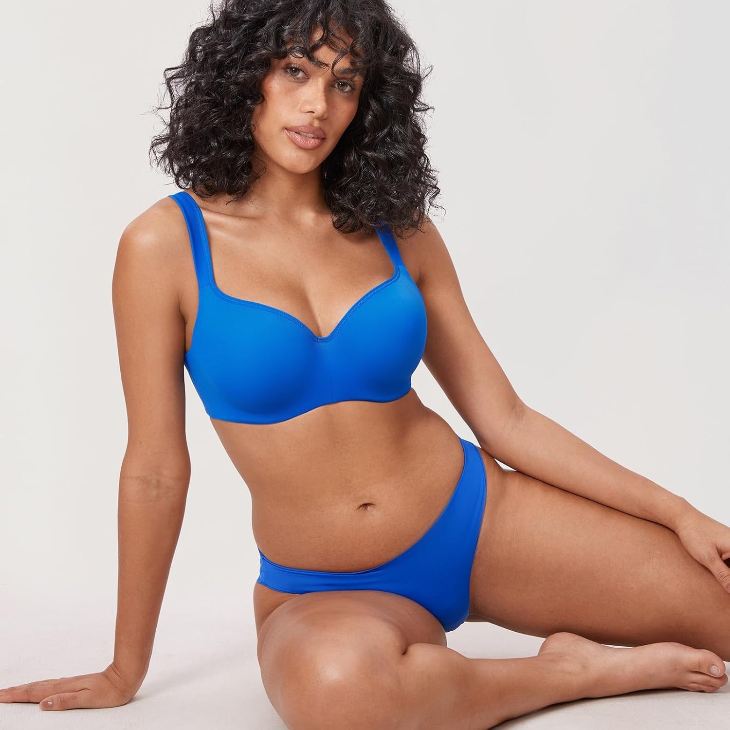 image:imageDELIMIRA Womens Balconette Bra Full Coverage Plus Size Tshirt Underwire Back Smoothing Seamless BrasSparkle Blue