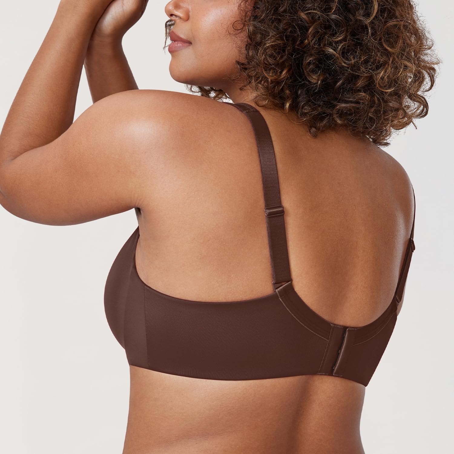 image:imageDELIMIRA Womens Balconette Bra Full Coverage Plus Size Tshirt Underwire Back Smoothing Seamless BrasTaupe