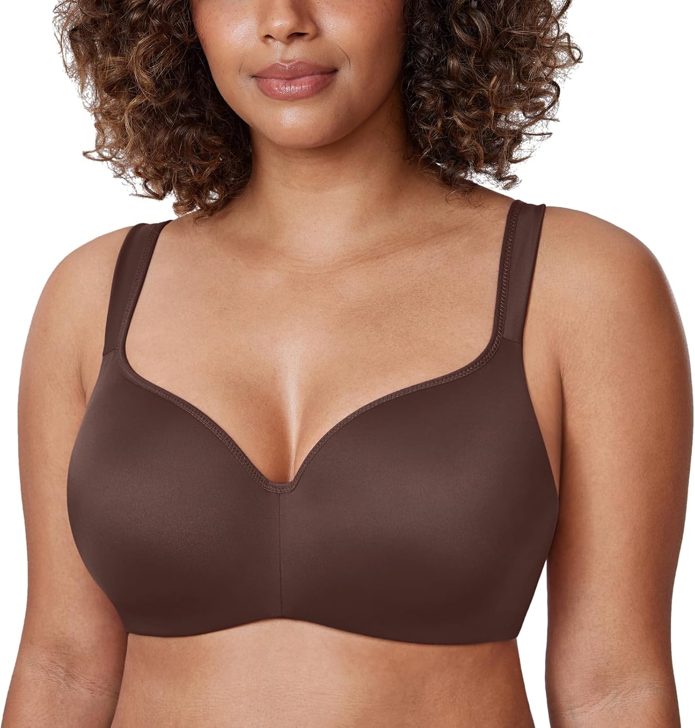image:imageDELIMIRA Womens Balconette Bra Full Coverage Plus Size Tshirt Underwire Back Smoothing Seamless BrasTaupe