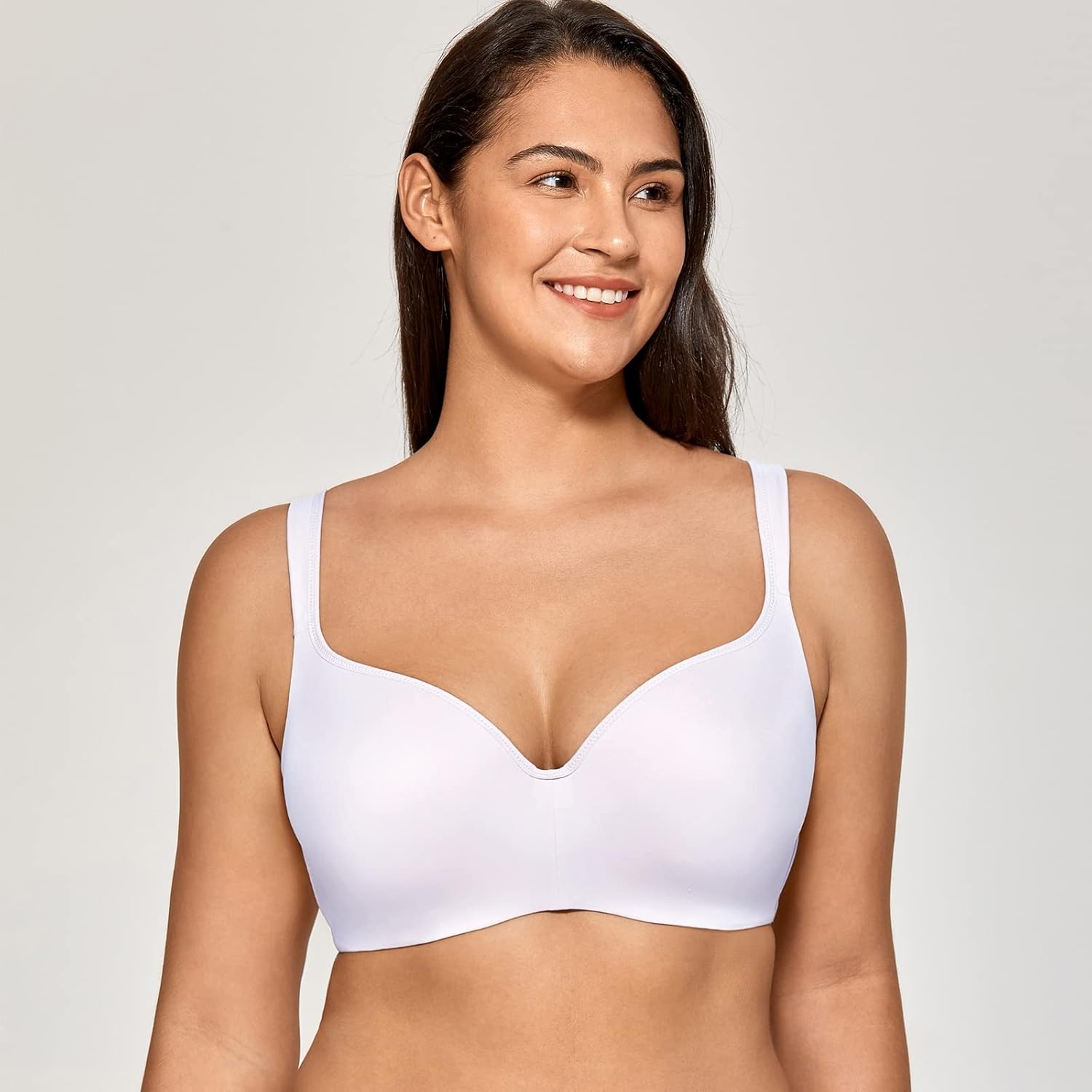 image:imageDELIMIRA Womens Balconette Bra Full Coverage Plus Size Tshirt Underwire Back Smoothing Seamless BrasWhite