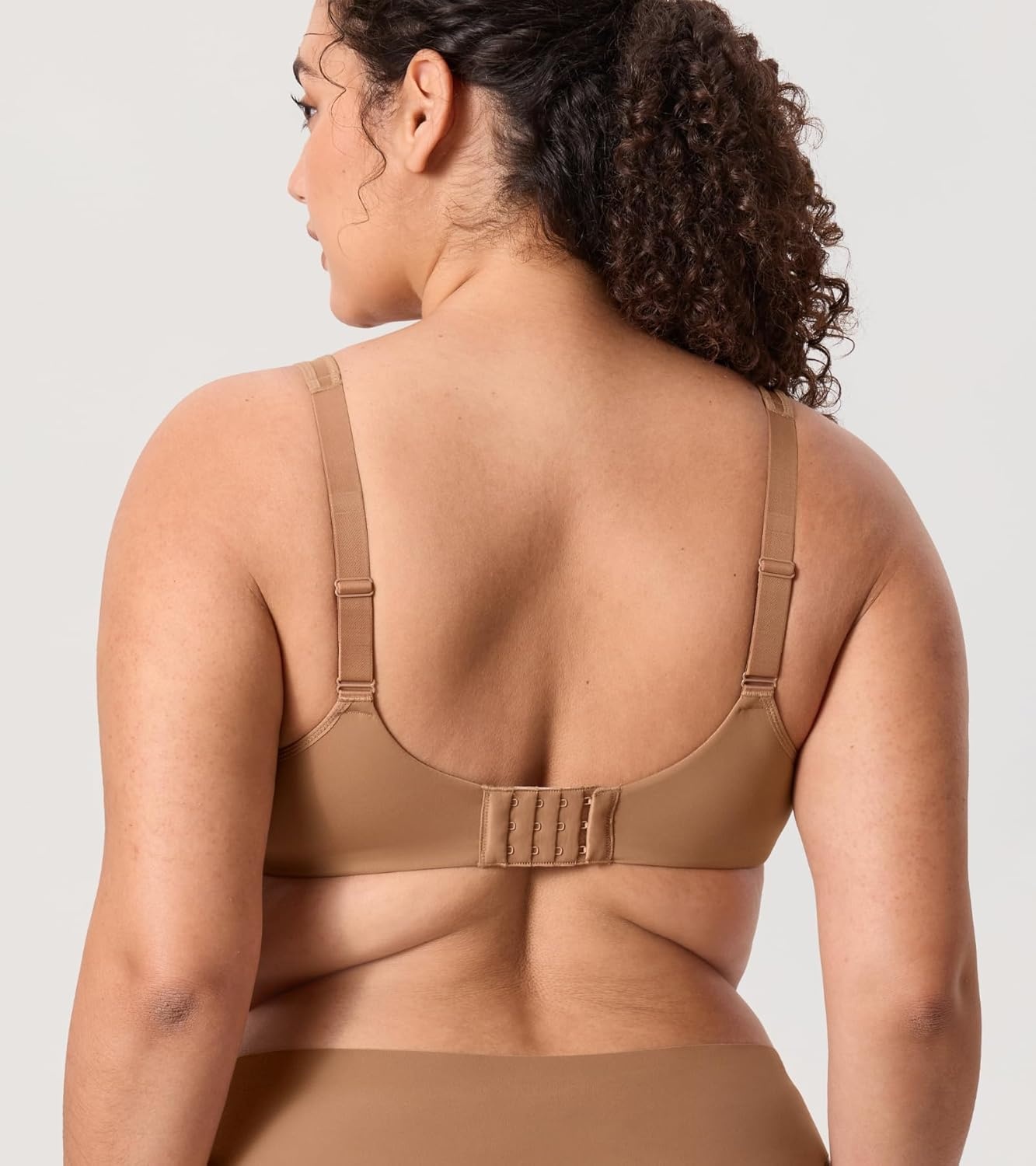 image:imageDELIMIRA Womens Full Coverage Bras Underwire Lightly Padded Plus Size Supportive Tshirt Sheer BraGravel Beige