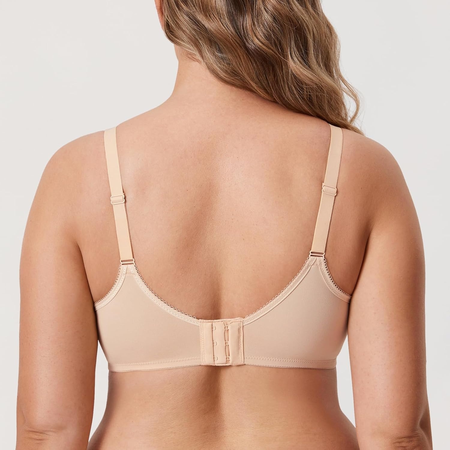 image:imageDELIMIRA Womens Seamless Tshirt Bras Plus Size Full Coverage Underwire Lightly Lined Bra Up to FBeige