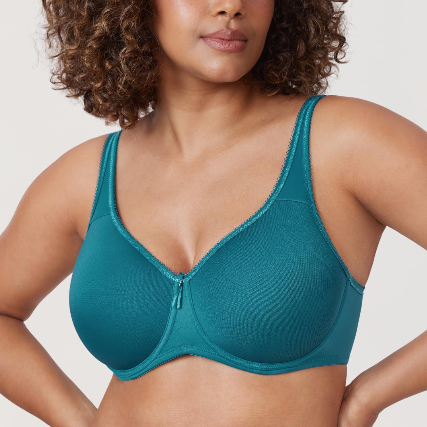 image:imageDELIMIRA Womens Seamless Tshirt Bras Plus Size Full Coverage Underwire Lightly Lined Bra Up to FBorealis Green