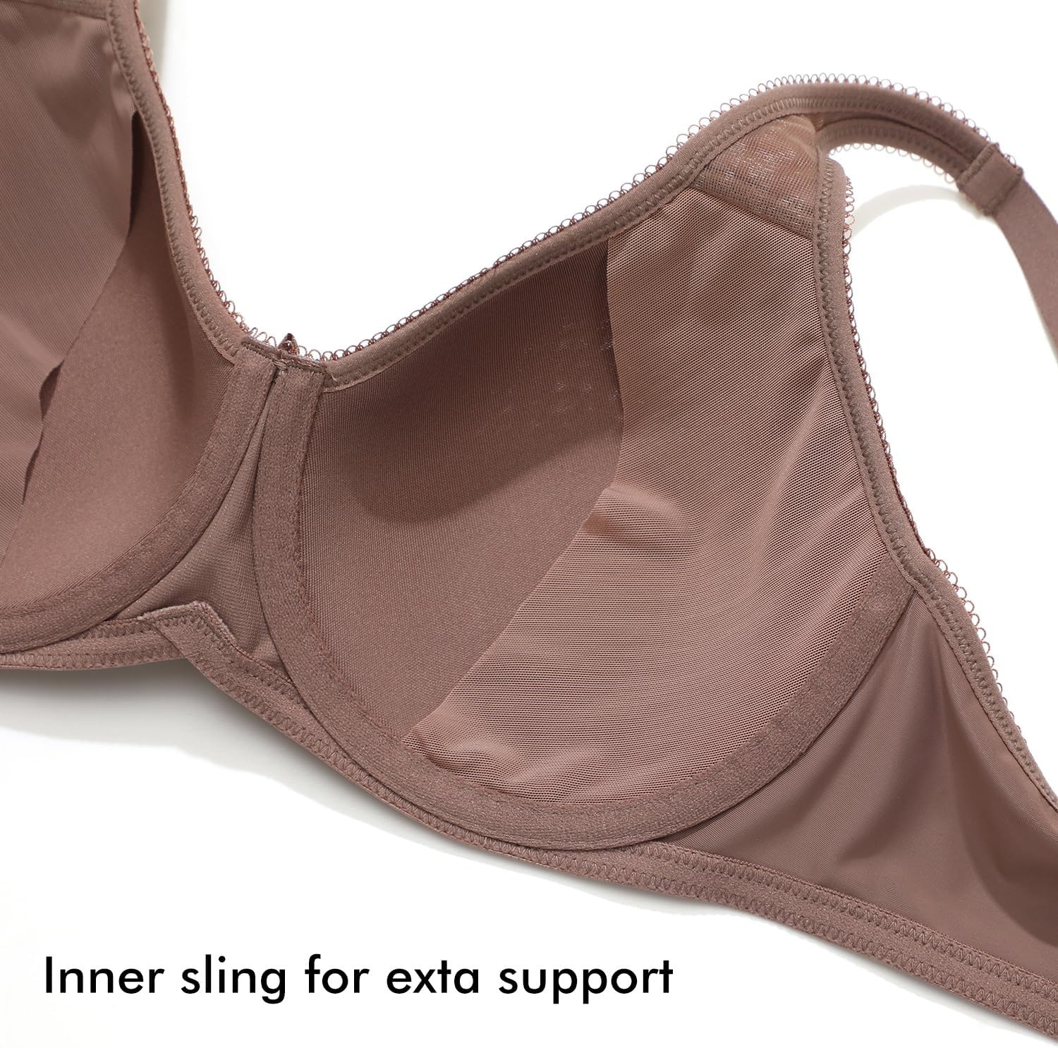 image:imageDELIMIRA Womens Seamless Tshirt Bras Plus Size Full Coverage Underwire Lightly Lined Bra Up to FBrown Purple