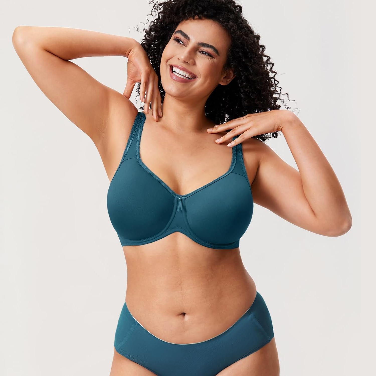 image:imageDELIMIRA Womens Seamless Tshirt Bras Plus Size Full Coverage Underwire Lightly Lined Bra Up to FCavalry Bice