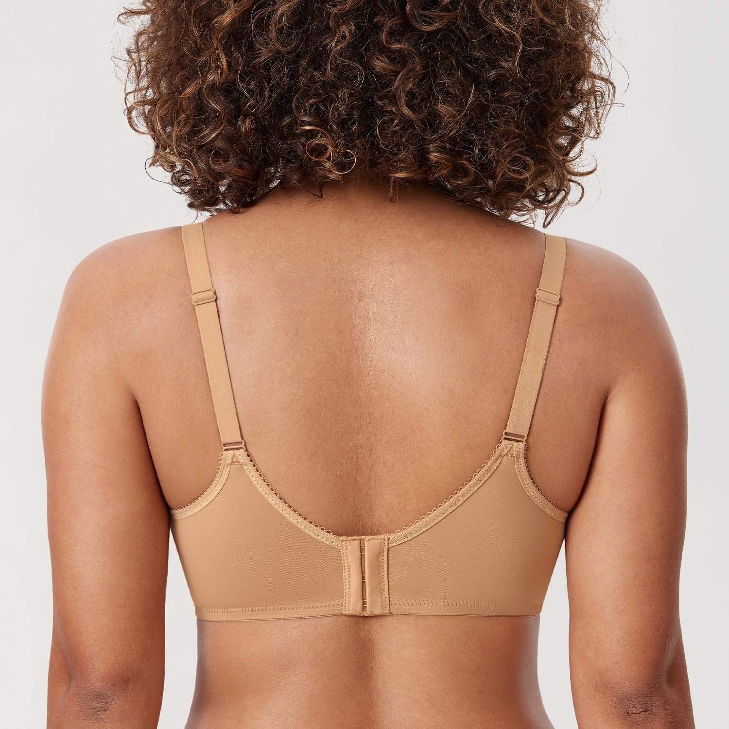 image:imageDELIMIRA Womens Seamless Tshirt Bras Plus Size Full Coverage Underwire Lightly Lined Bra Up to FDeep Beige