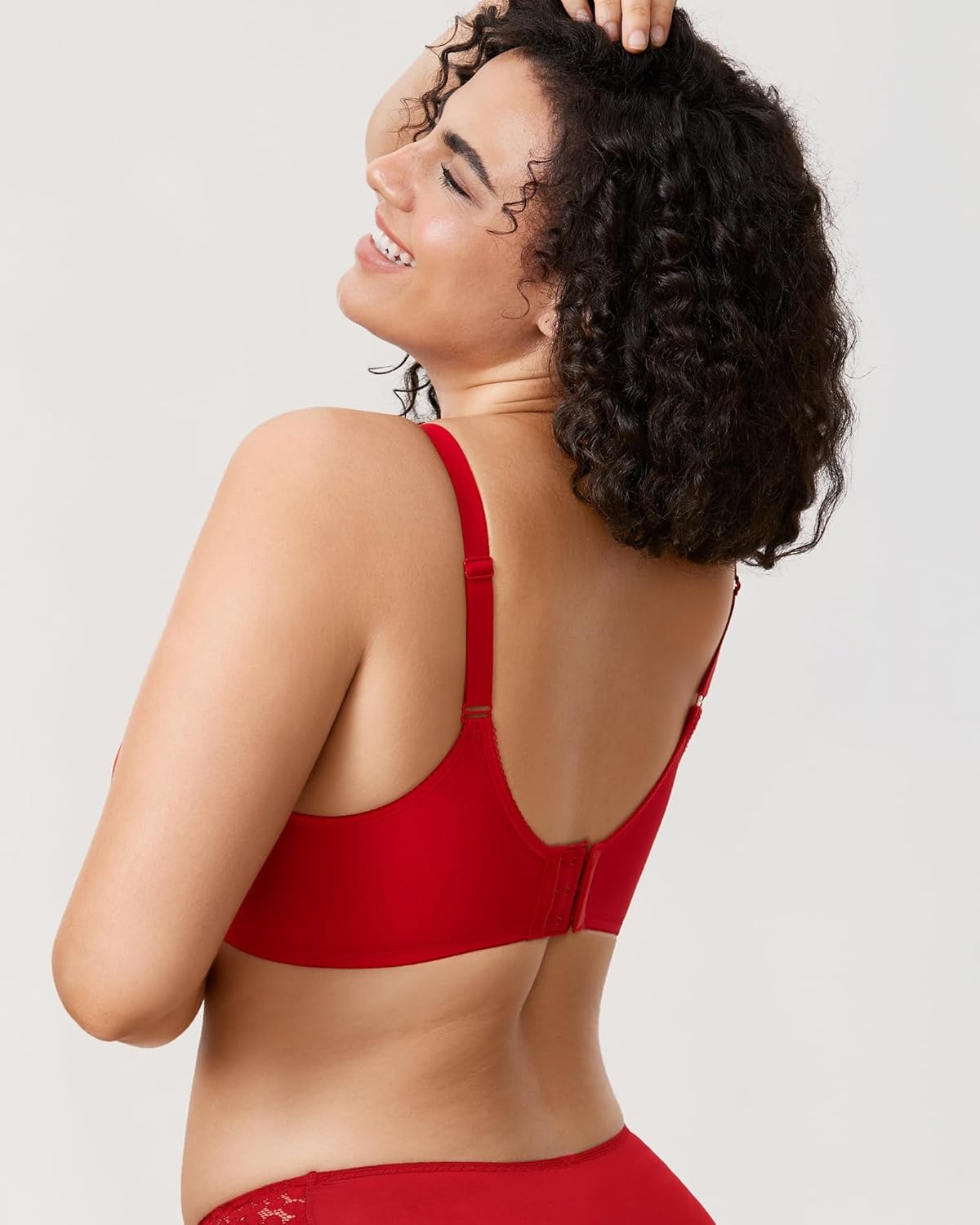 image:imageDELIMIRA Womens Seamless Tshirt Bras Plus Size Full Coverage Underwire Lightly Lined Bra Up to FLipstick Red