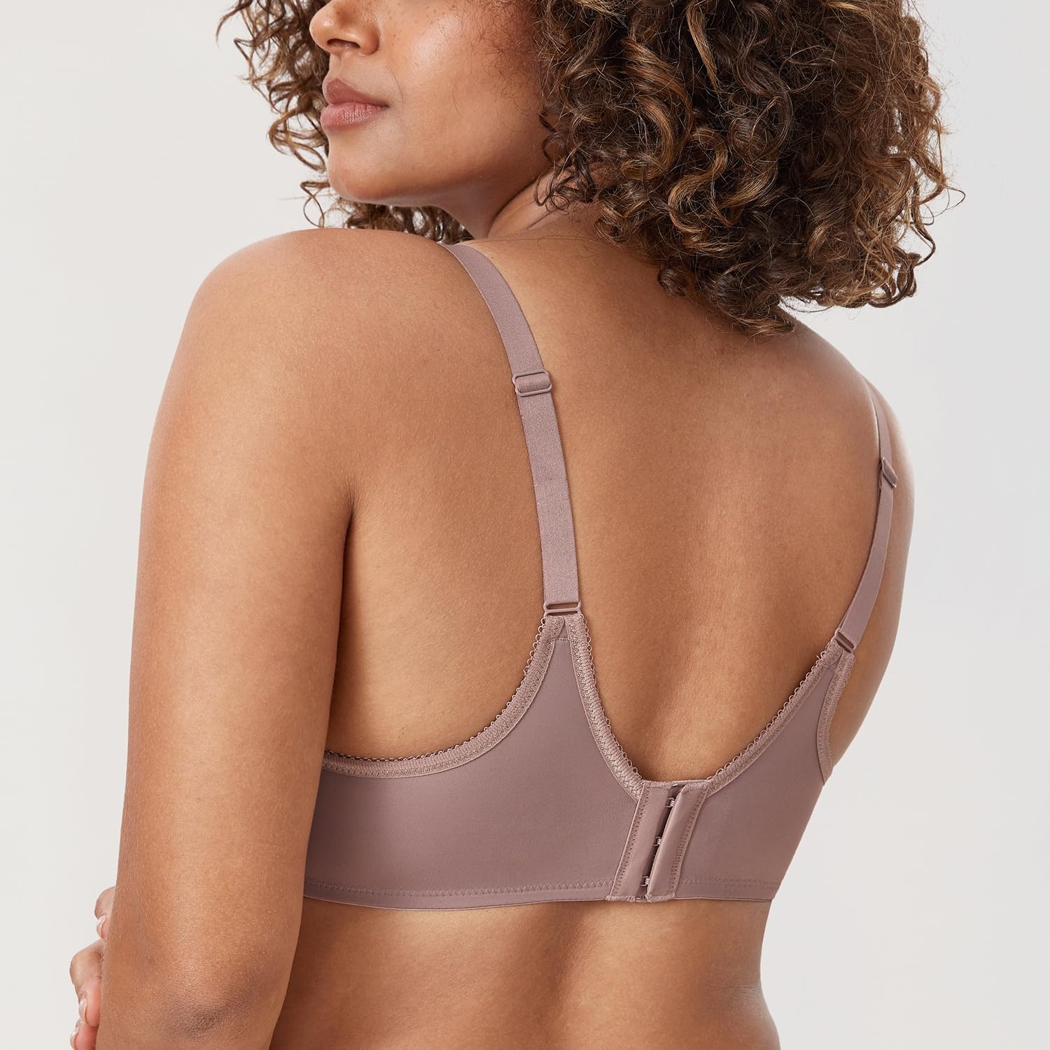 image:imageDELIMIRA Womens Seamless Tshirt Bras Plus Size Full Coverage Underwire Lightly Lined Bra Up to FMochaccino