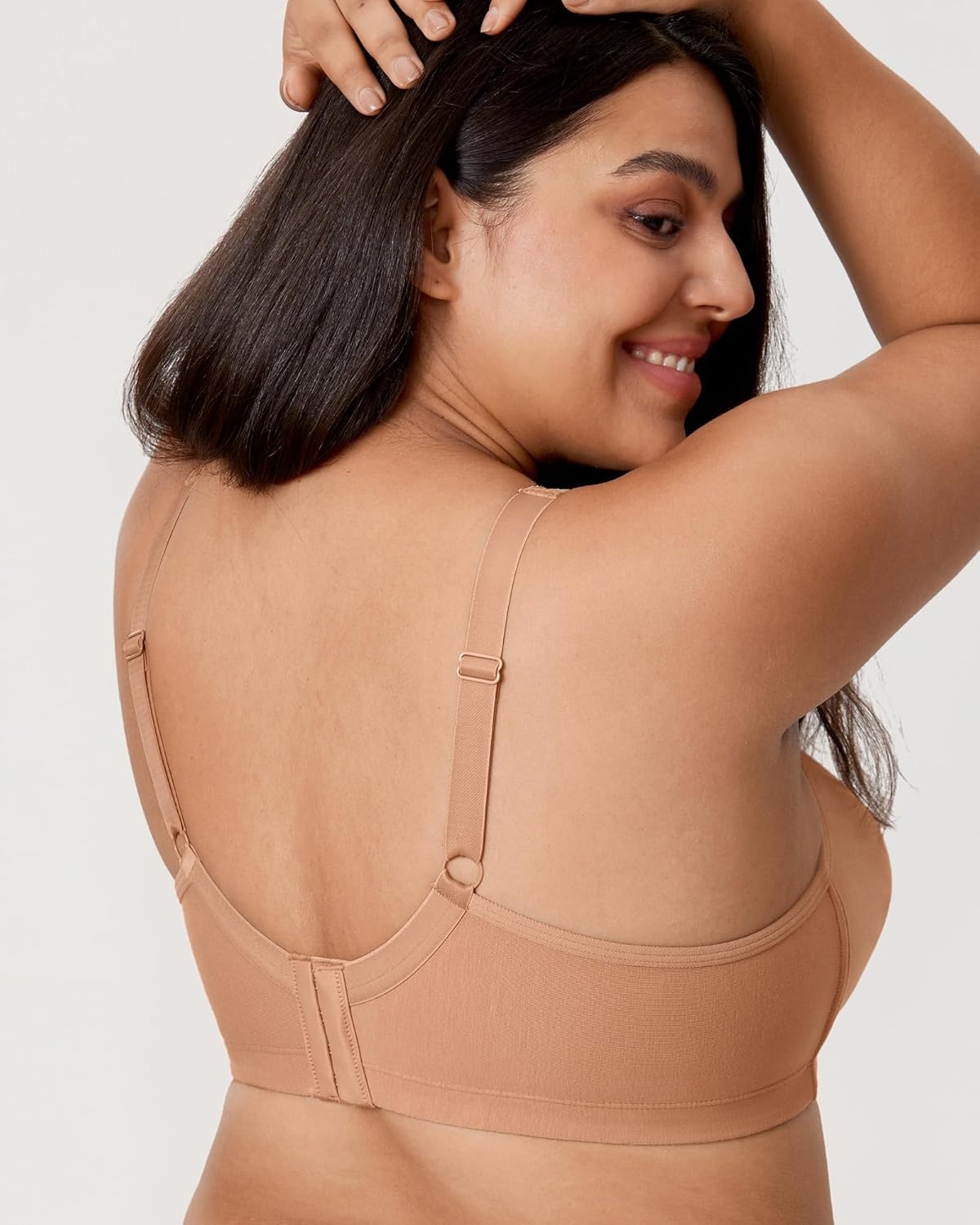 image:imageDELIMIRA Womens Wireless Plus Size Full Coverage Lace Bra Cotton Unlined ComfortableBarely Buff