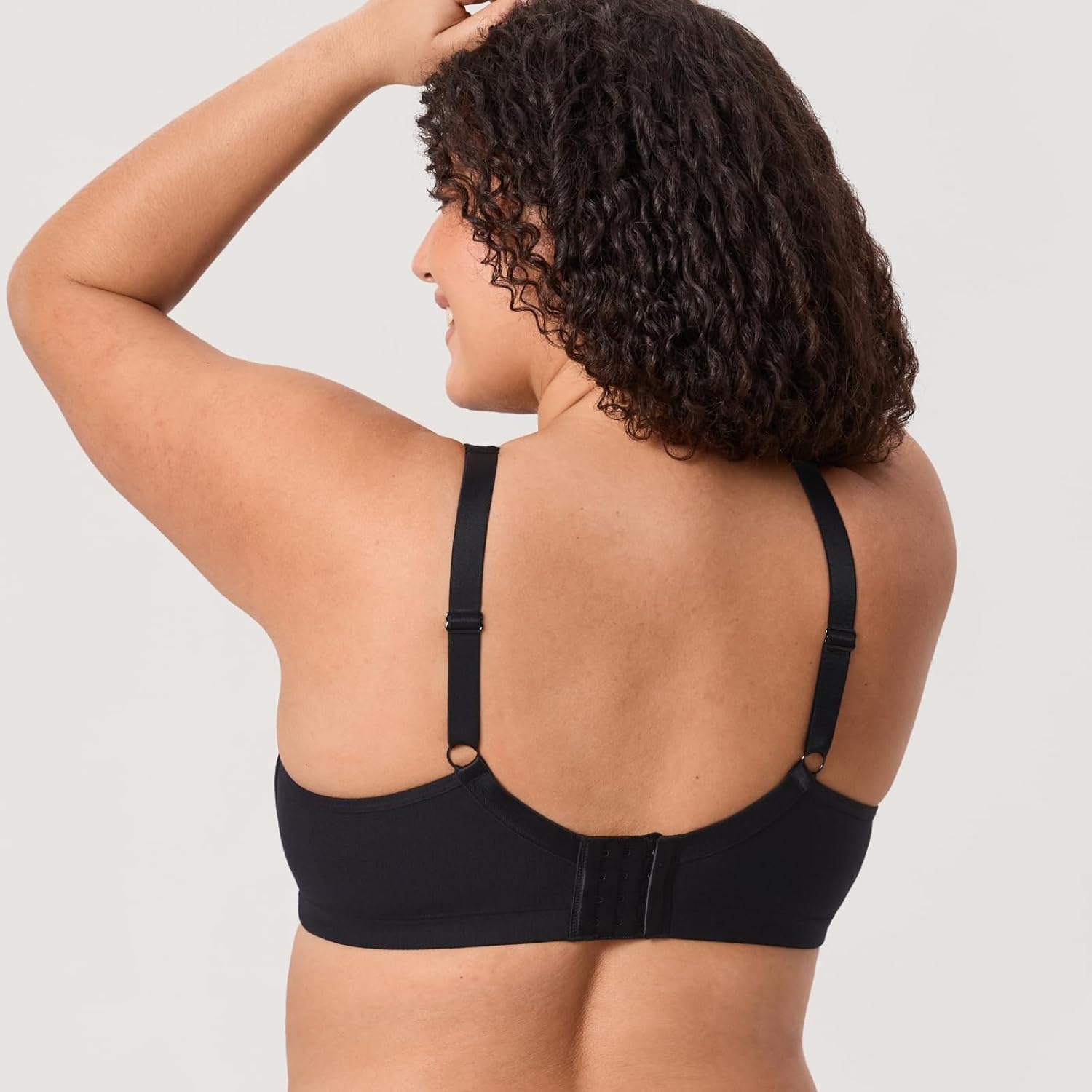 image:imageDELIMIRA Womens Wireless Plus Size Full Coverage Lace Bra Cotton Unlined ComfortableBlack