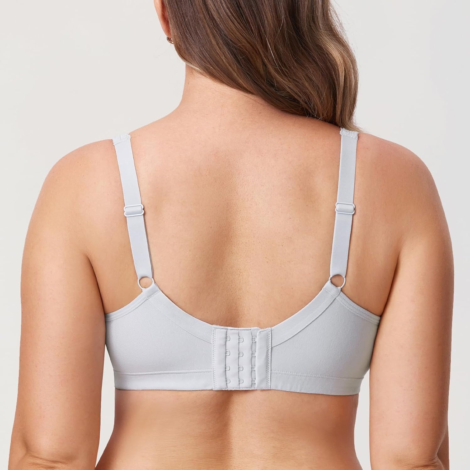image:imageDELIMIRA Womens Wireless Plus Size Full Coverage Lace Bra Cotton Unlined ComfortableFrench Gray
