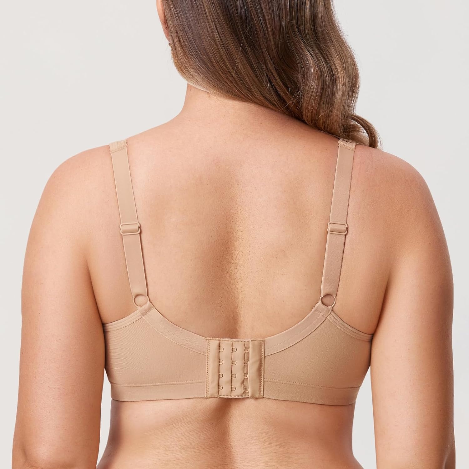 image:imageDELIMIRA Womens Wireless Plus Size Full Coverage Lace Bra Cotton Unlined ComfortableTaupe Tan